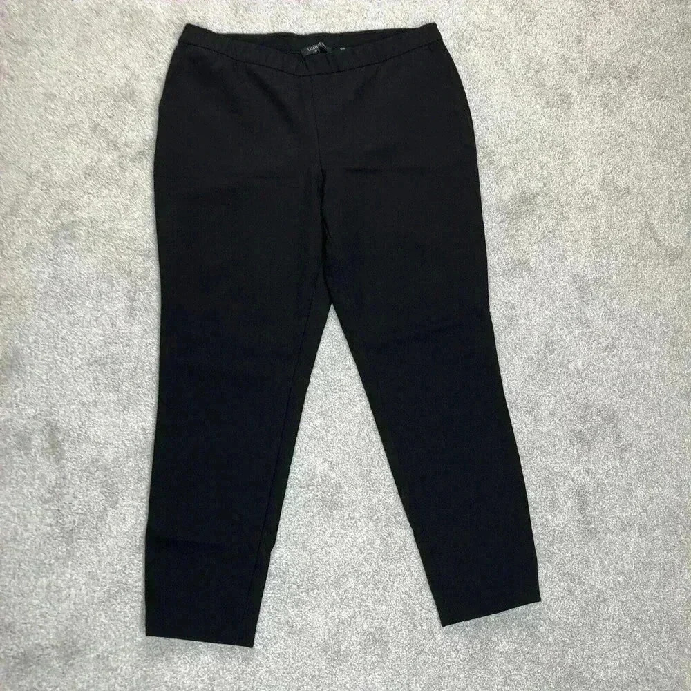 Lafayette 148 New York Pants Murray Crop Slim Leg Black Size L